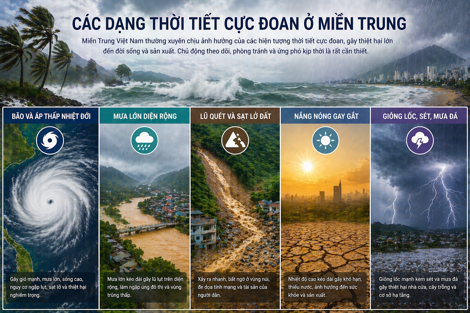 Các dạng thời tiết cực đoan ở Miền trung