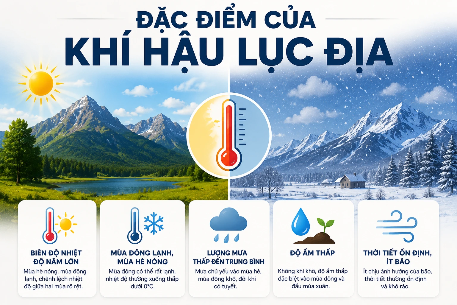 Đặc điểm của khí hậu lục địa