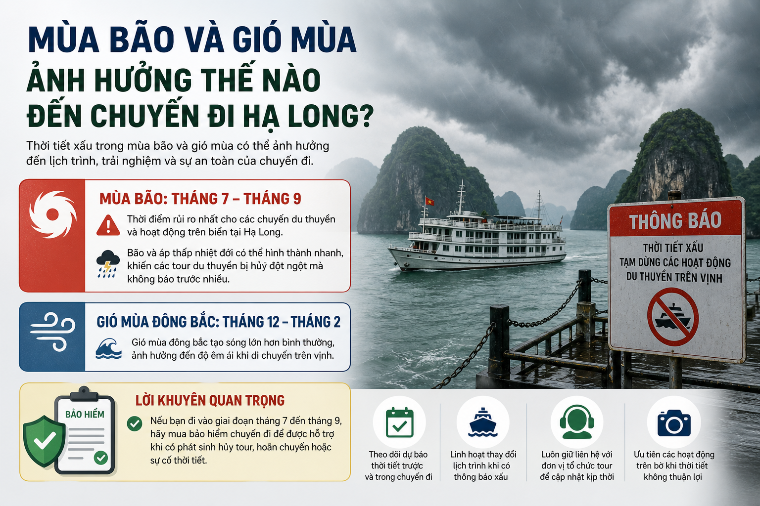 Mùa bão và gió mùa ảnh hưởng thế nào đến chuyến đi Hạ Long?